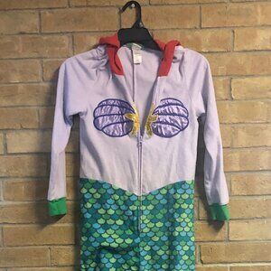 Disney Ariel Little Mermaid Pajamas Hooded Costume Sz S 4-6 Sleepwear